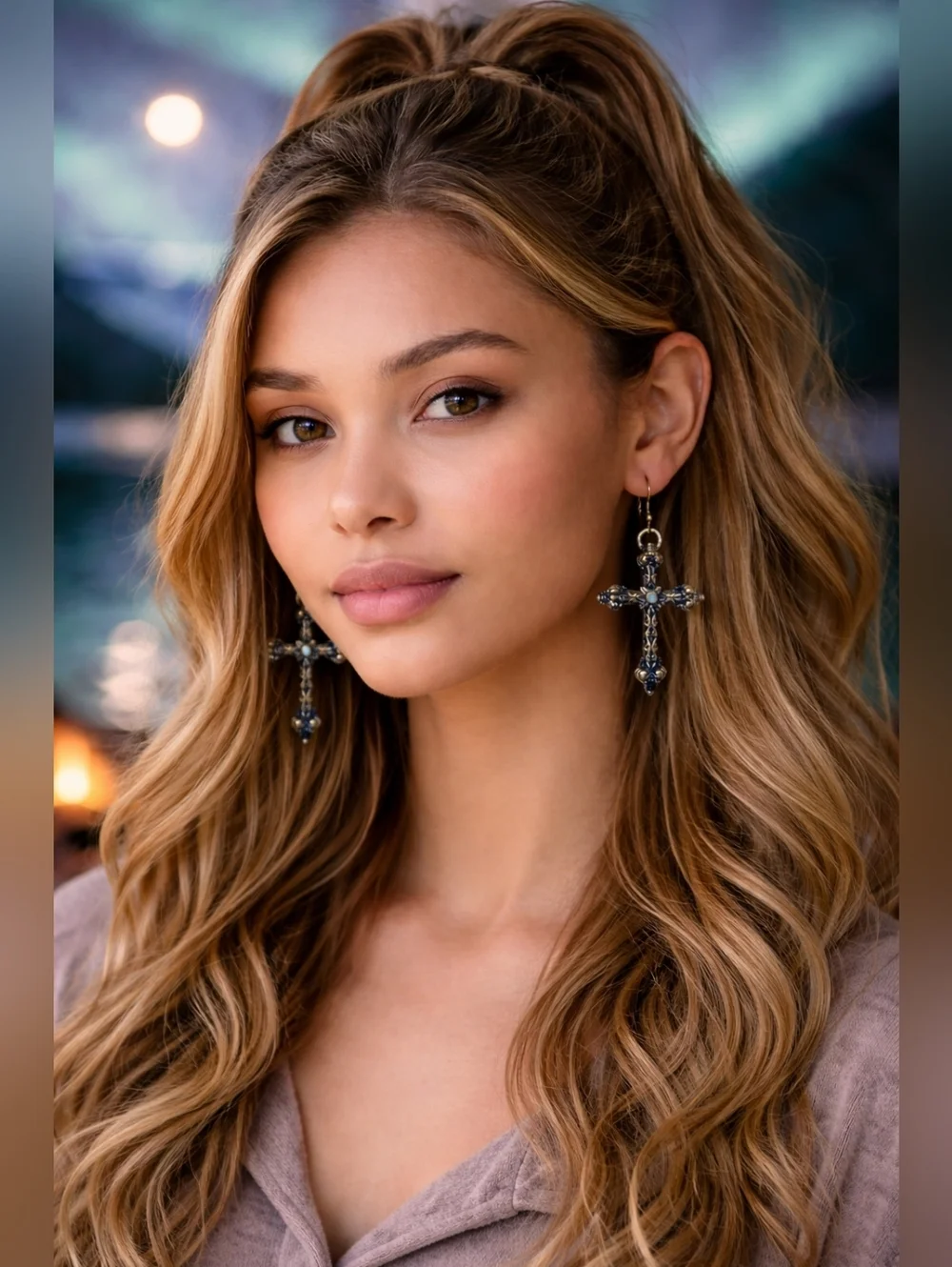 Women's Vintage-Style Large Cross Drop Earrings